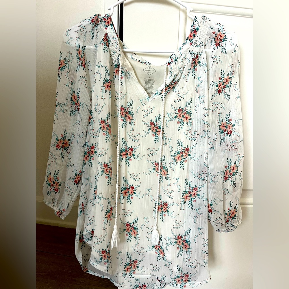 White floral blouse